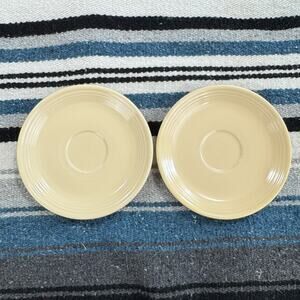 Set of 2 Vintage Fiesta HLC Homer Laughlin Saucer Plates 6" Yellow Fiestaware